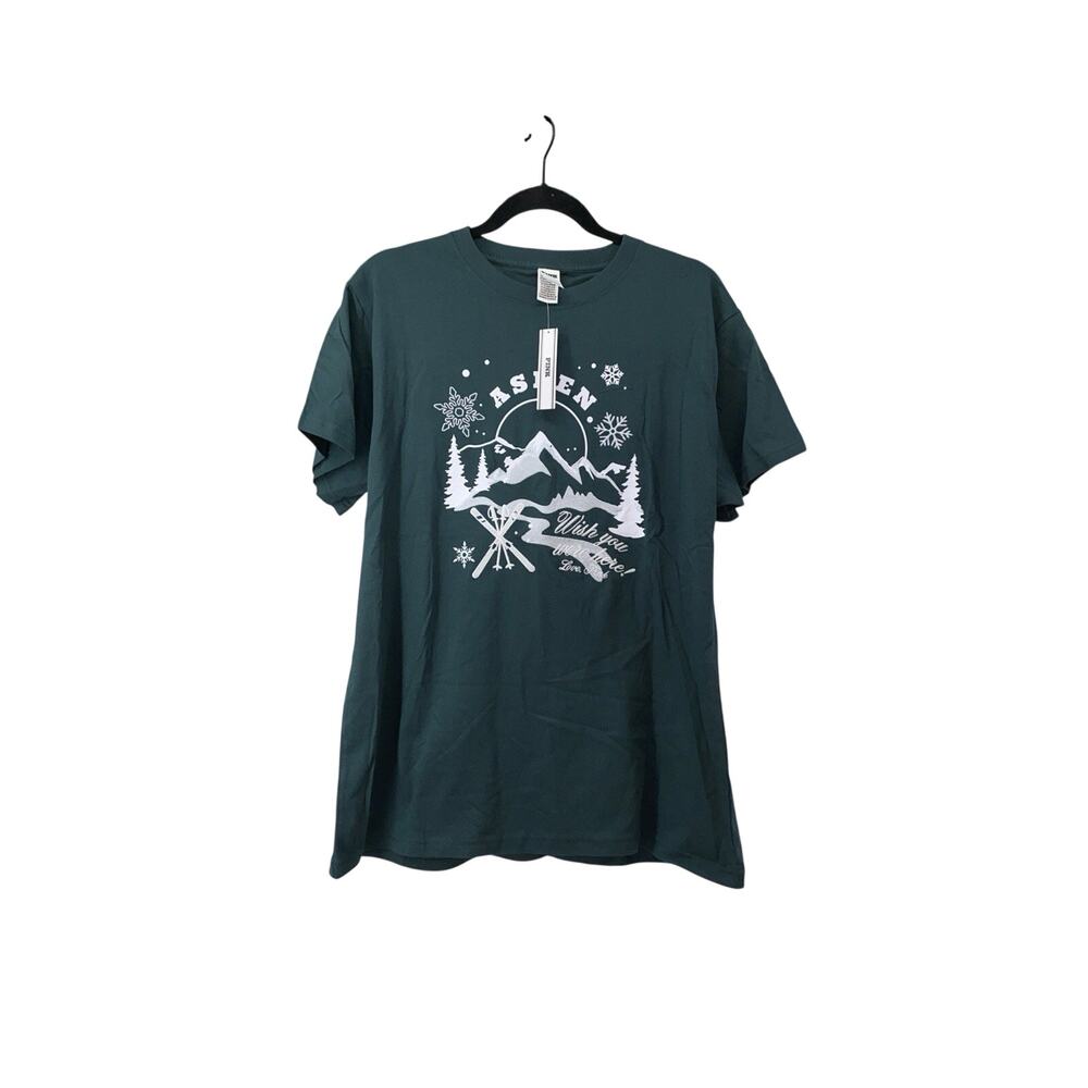 NWT Pink VS Women Dark Green Short Sleeve Aspen Colorado Graphic Small